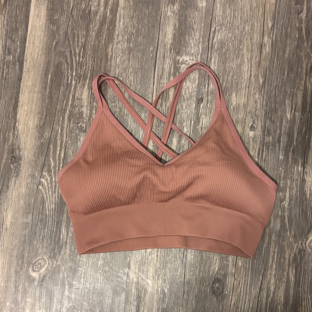 Aerie Mauve Strappy Sports Bra - Picture 1 of 3